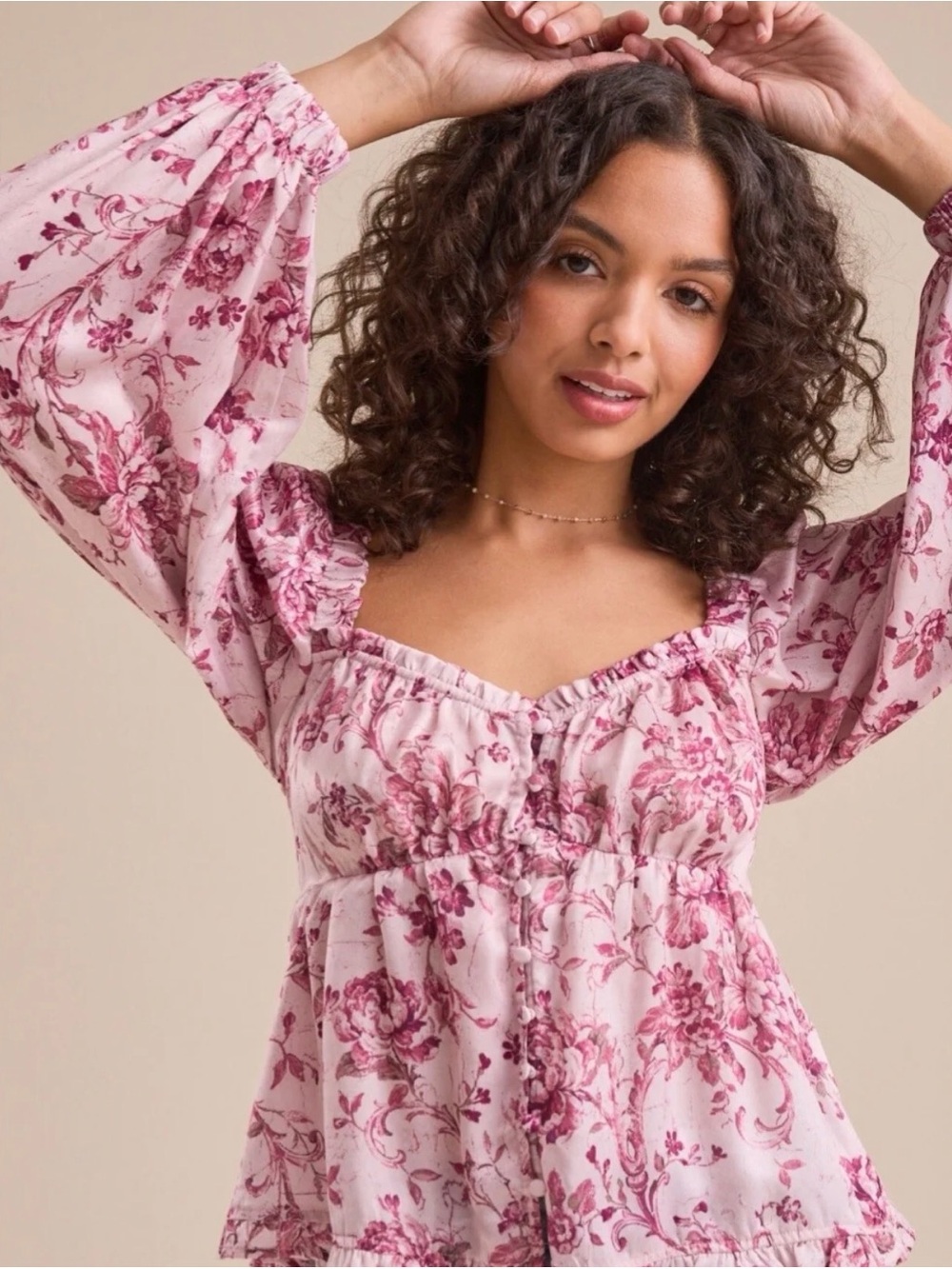 Altar'd State Pink Floral Peasant Tunic
